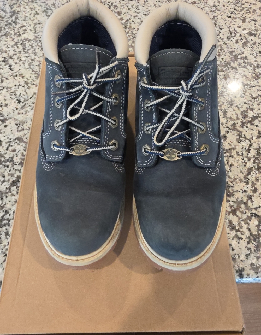 Timberland Navy and White Leather Boat Shoes